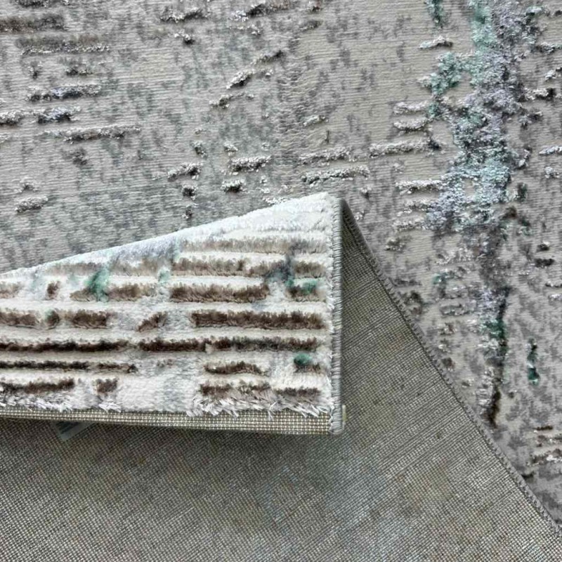 سجاد الماس تركي مودرن 35023D كريم تركواز 150*220