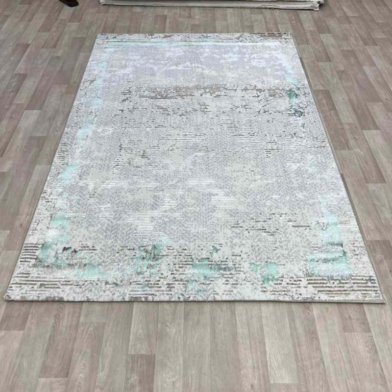 سجاد الماس تركي مودرن 35023D كريم تركواز 150*220