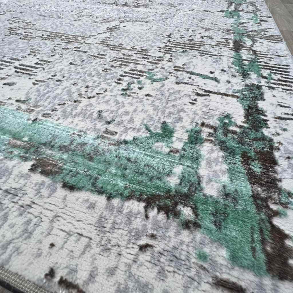 سجاد الماس تركي مودرن 35023D كريم تركواز 150*220