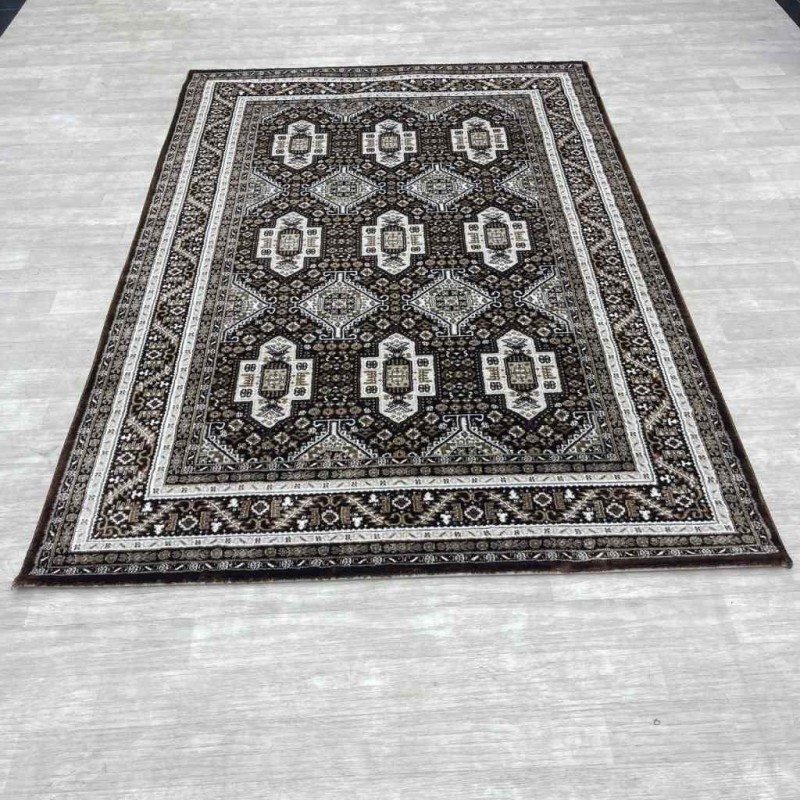 Turkish classic diamond carpet 10939A Dark Brown color size 150*220