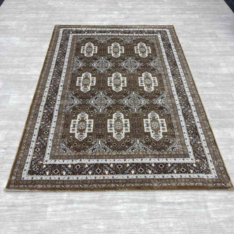 Turkish classic diamond carpet 10939A Brown color size 150*220