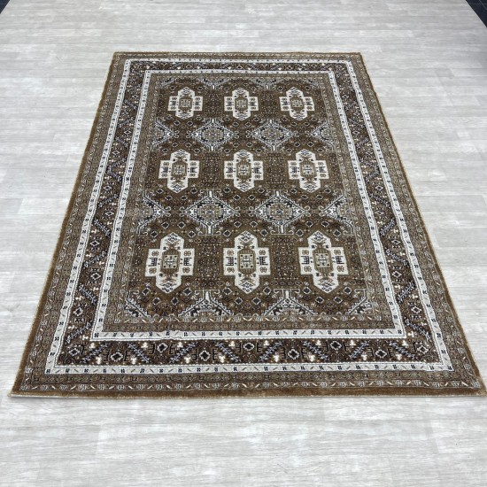 Turkish classic diamond carpet 10939A Brown color size 50*80