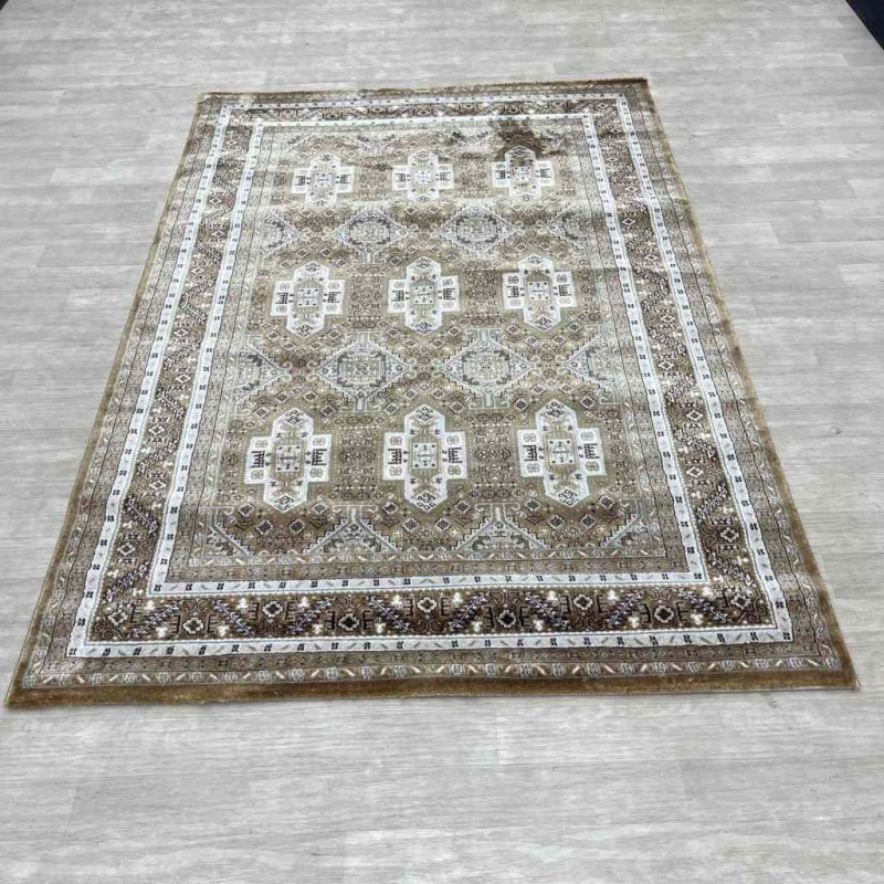 Turkish classic diamond carpet 10939A Brown color size 150*220