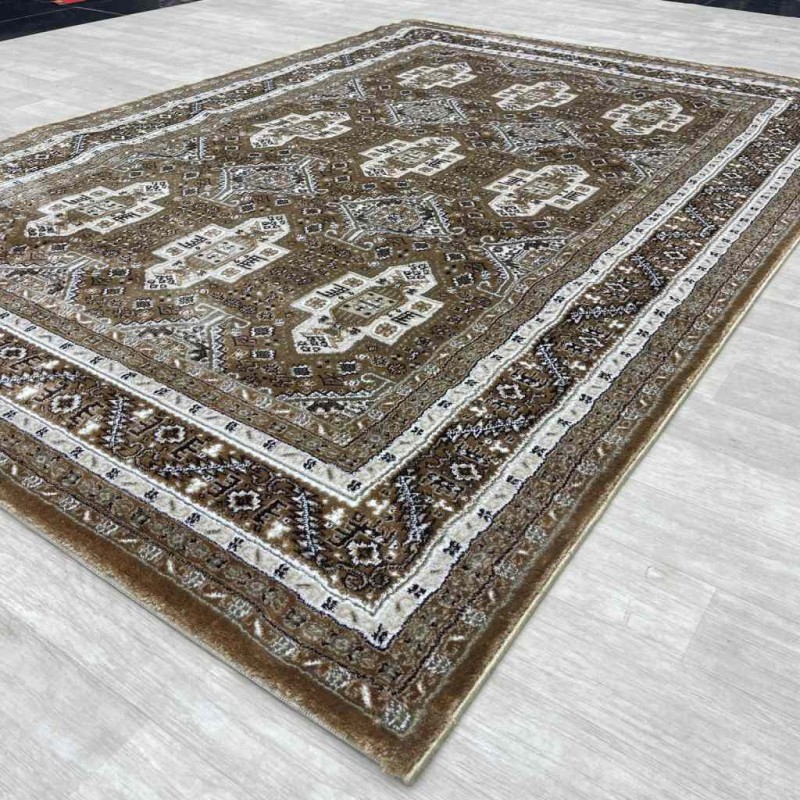 Turkish classic diamond carpet 10939A Brown color size 150*220