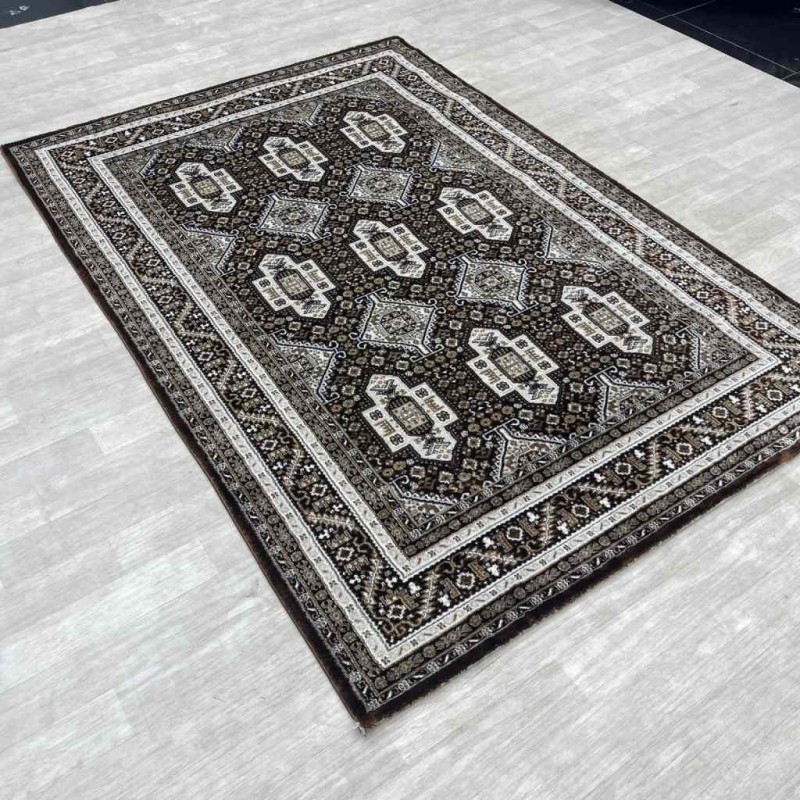 Turkish classic diamond carpet 10939A Dark Brown color size 150*220