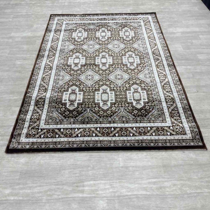 Turkish classic diamond carpet 10939A Dark Brown color size 150*220