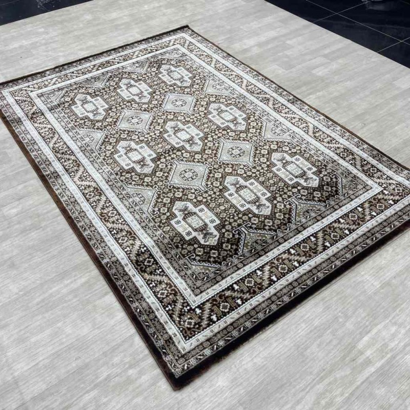 Turkish classic diamond carpet 10939A Dark Brown color size 150*220