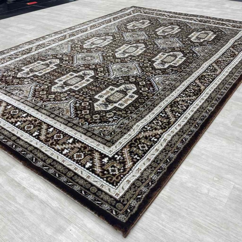 Turkish classic diamond carpet 10939A Dark Brown color size 150*220