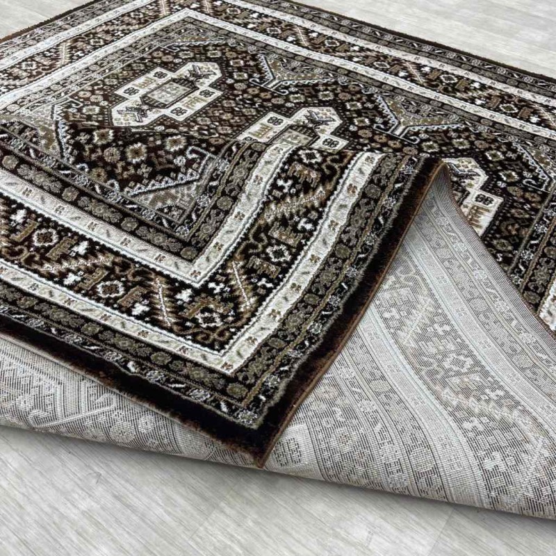 Turkish classic diamond carpet 10939A Dark Brown color size 150*220