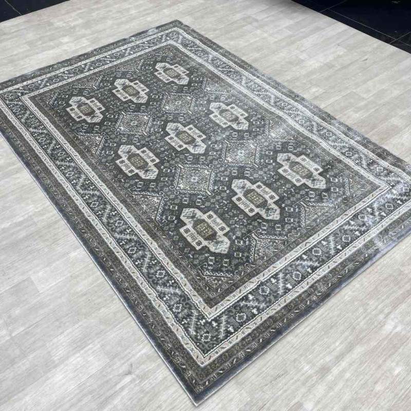 Turkish classic diamond carpet 10939A gray color size 150*220