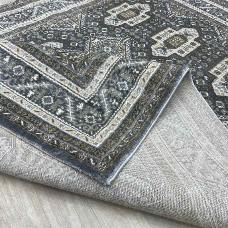 Turkish classic diamond carpet 10939A gray color size 150*220