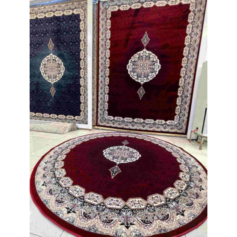 سجاد تركي كاشان دائري 1019A احمر مقاس 150*150