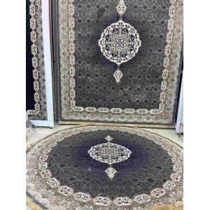 سجاد تركي كاشان دائري 1019A رصاصي مقاس 300*300