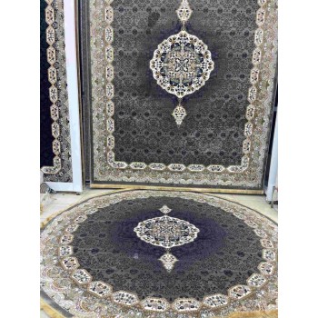سجاد تركي كاشان دائري 1019A رصاصي مقاس 400*400