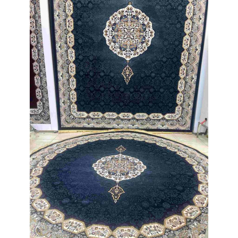 سجاد تركي كاشان دائري 1019A كحلي مقاس 400*400
