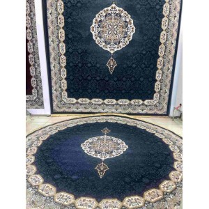 سجاد تركي كاشان دائري 1019A كحلي مقاس 150*150