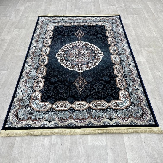 Turkish carpet Kashan 1019A 11 mm dark blue size 400*600