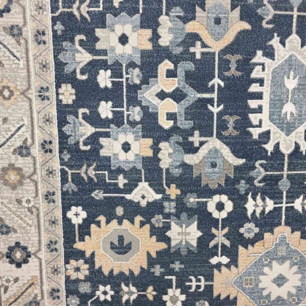 سجاد غرناطة بوهيمي تركي AH600 مولتي كحلي كريم مقاس 80*150 سم سجادة صغيرة