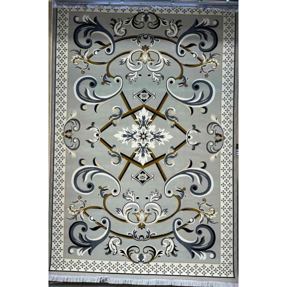 سجاد إيراني درجة أولى سجاد فاخر مصنوع بدقة عالية من أفضل أنواع الصوف والحرير الون رصاصي فاتح مقاس 400*600