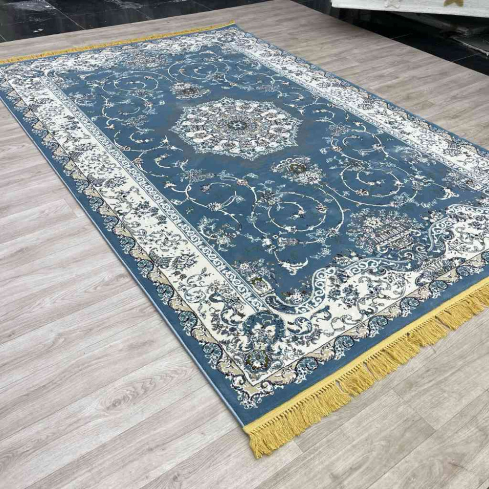سجاد تركي تبريز كلاسيك سميك ناعم 2767B سماوي عنابي مقاس 500*700