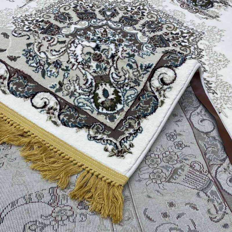 سجاد تركي تبريز كلاسيك سميك ناعم 2767B ابيض مقاس 250*350