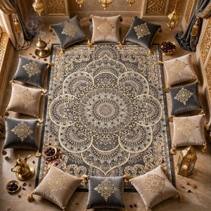 AL WAHA Turkish Rug H5307C Sky Dark gray Size 300*500