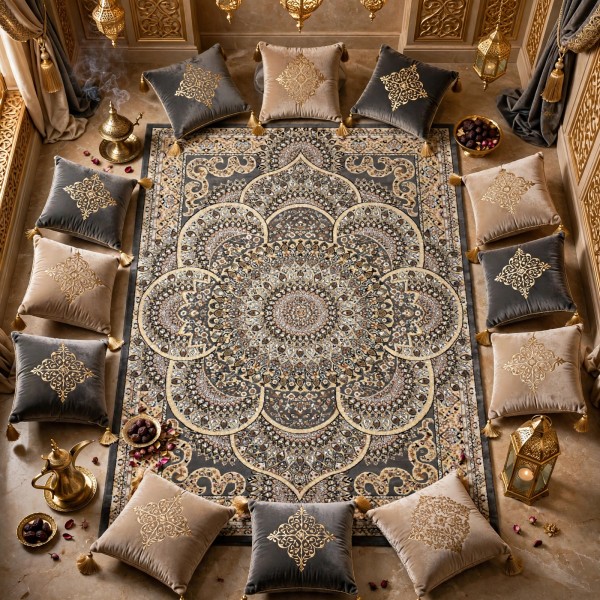 سجاد الواحة تركي H5307C رصاصي غامق مقاس 400*500