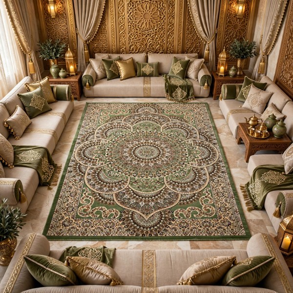 سجاد الواحة تركي H5307C اخضر مقاس 400*600