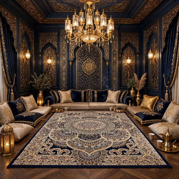 سجاد الواحة تركي H5307C كحلي مقاس 200*300