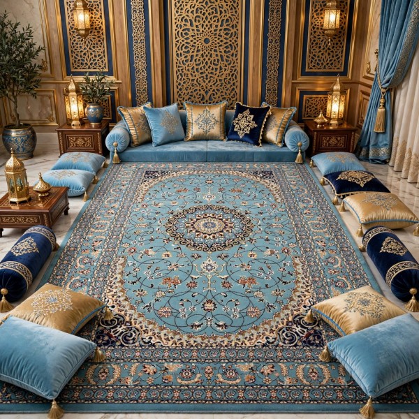 AL WAHA Turkish Rug H3650B Sky Blue Size 300*400