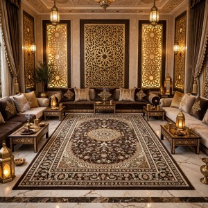 AL WAHA Turkish Rug H3650B Sky Dark brown Size 400*500