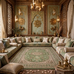 AL WAHA Turkish Rug H3650B Sky green Size 400*500