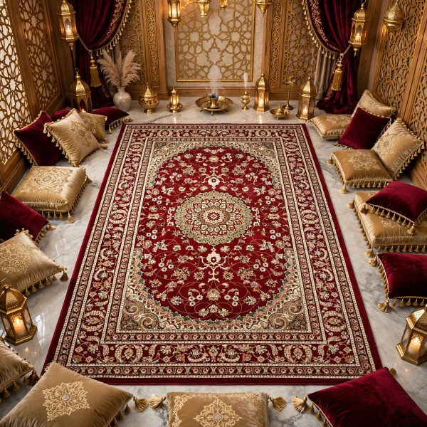 AL WAHA Turkish Rug H3650B Sky Dark red Size 100*200
