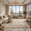 سجاد لائك نقش فرنسي تركي 9771B اخضر بيج مقاس 100*300
