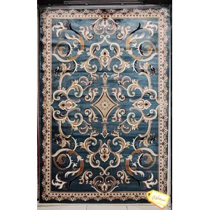 Turkish rug Sama style French pattern sky blue color size 100*200