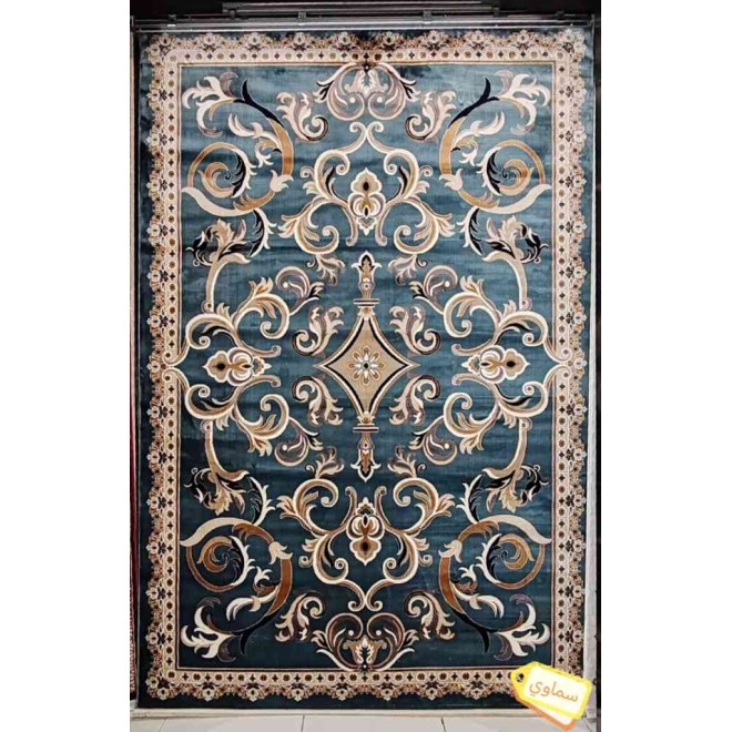 سجاد تركي سما نقش فرنسي لون سماوي مقاس 100*300