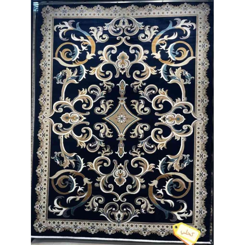Turkish rug Sama style French pattern sky navy color size 300*500