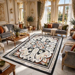 سجاد اطلس تركي نقش كوري A170A تركواز - مقاس 400*500 سم