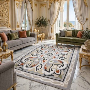 سجاد اطلانتيك تركي نقش كوري A143A رصاصي - مقاس 400*600 سم سجاد المجلس الملكي