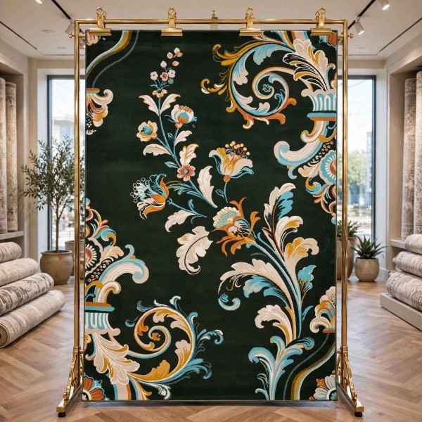سجاد اطلس تركي نقش كوري A169A اخضر - مقاس 400*600 سم