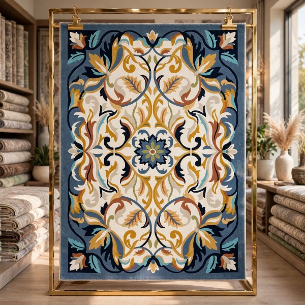 Atlas Turkish Rug Korean Design A170A dark blue - 250x350 cm Majlis Carpet