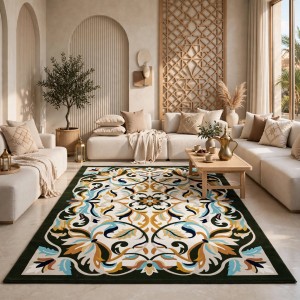 سجاد اطلس تركي نقش كوري A170A اخضر - مقاس 100*300 سم مشاية ممرات