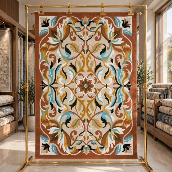 سجاد اطلس تركي نقش كوري A170A كيرمت تيرا - مقاس 250*350 سم
