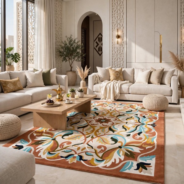 سجاد اطلس تركي نقش كوري A170A كيرمت تيرا - مقاس 250*350 سم
