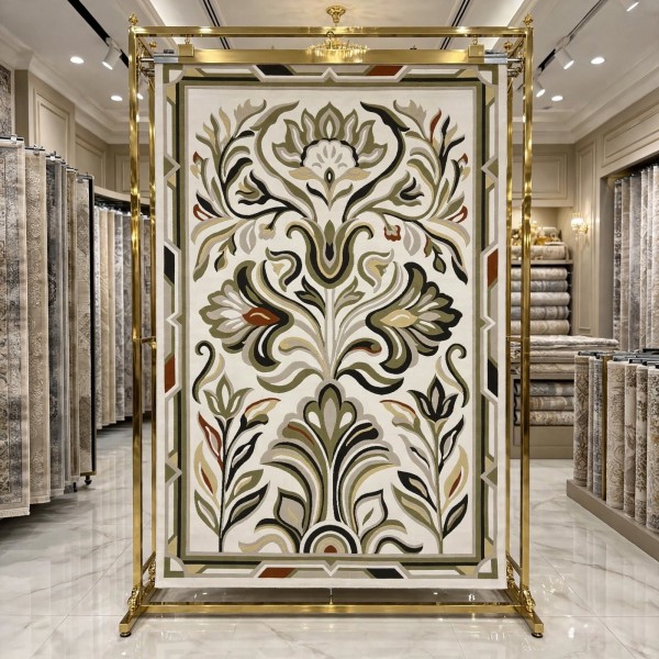 سجاد برازيل نقش كوري تركي A138A كريم اخضر مقاس 250*350