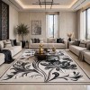 سجاد نقش كويتي تصميم كوري لورين تركي A404A رصاصي كريم - مقاس 250*350 سم سجادة مجلس انيق تحفة