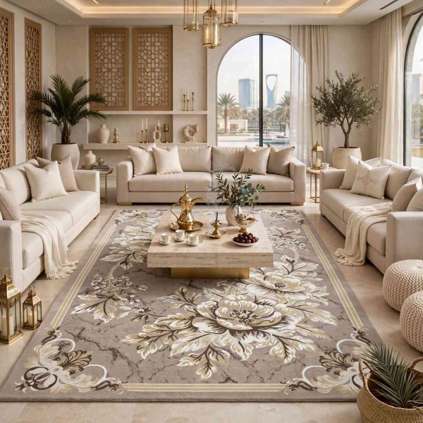 LORIN Turkish Rug Korean Design A406A Beige Cream - 400x600 cm Royal Majlis Carpet