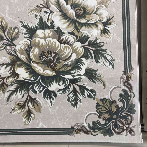 سجاد نقش كويتي تصميم كوري لورين تركي A406A كريم اخضر - مقاس 300*400 سم سجادة مجلس فخم