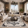 سجاد نقش كويتي تصميم كوري لورين تركي A406A رصاصي كريم - مقاس 80*150 سم سجادة صغيرة