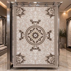 سجاد تصميم كوري تركي لورين A419A كريم بني - مقاس 100*200 سم سجادة مدخل